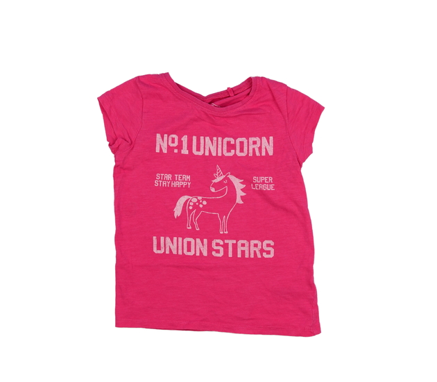 Růžové melírované triko s jednorožcem Next