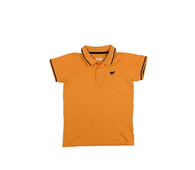 Oranžové triko s vlkem a límečkem 