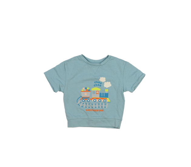 Modré pevnější triko s vláčkem 