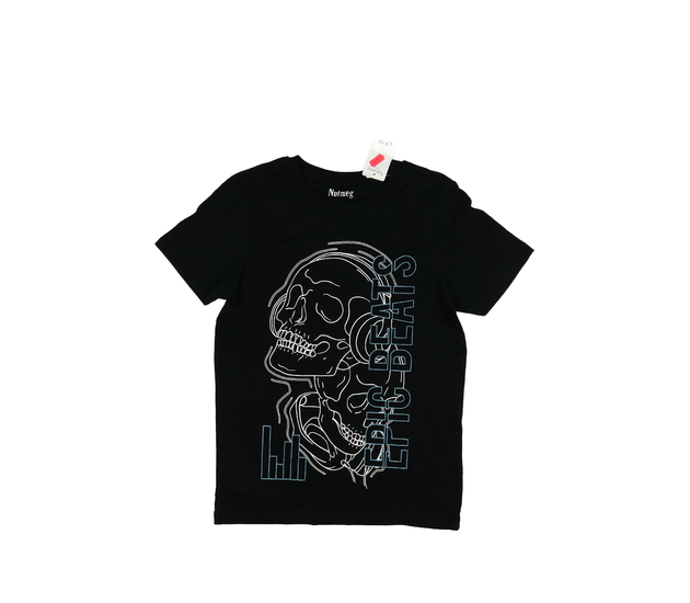 Nové černé stylové triko s lebkou Nutmeg