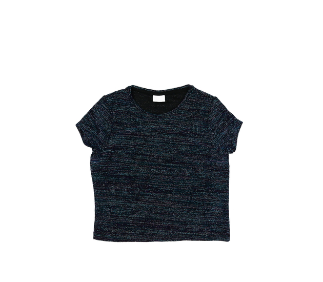 Černé crop triko s metalickými vlákny F&F