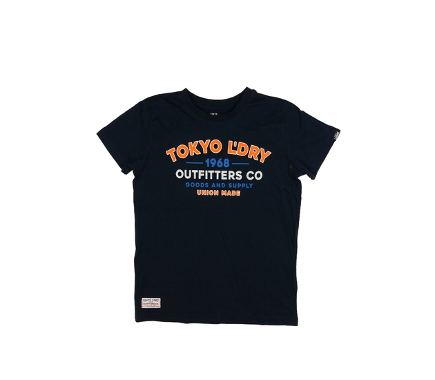 Tmavě modré triko s nápisy 