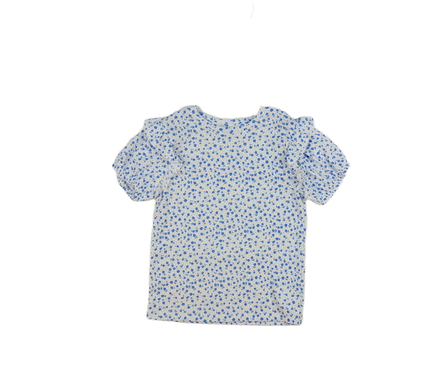 Bílé triko s modrými květinami a volánky George