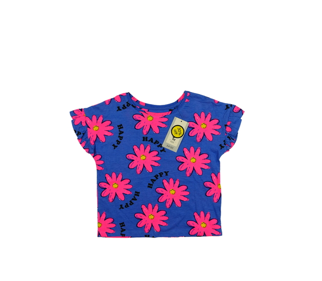 Nové modré kratší květinové triko Tu 