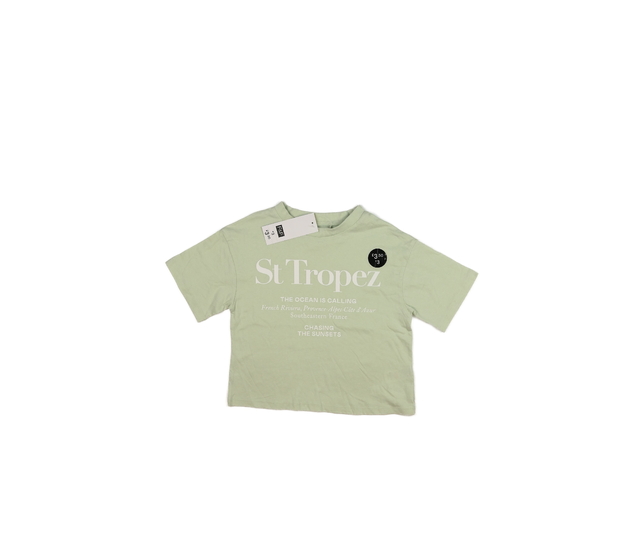 Nový zelený crop top s bílými nápisy F&F