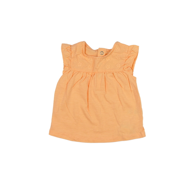 Oranžové triko s výšivkami květin Tu 