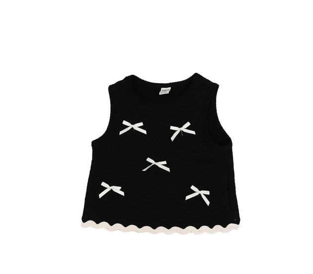 Černý crop top s mašlemi 