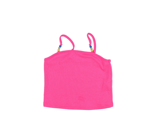 Růžový crop top s korálky Nutmeg