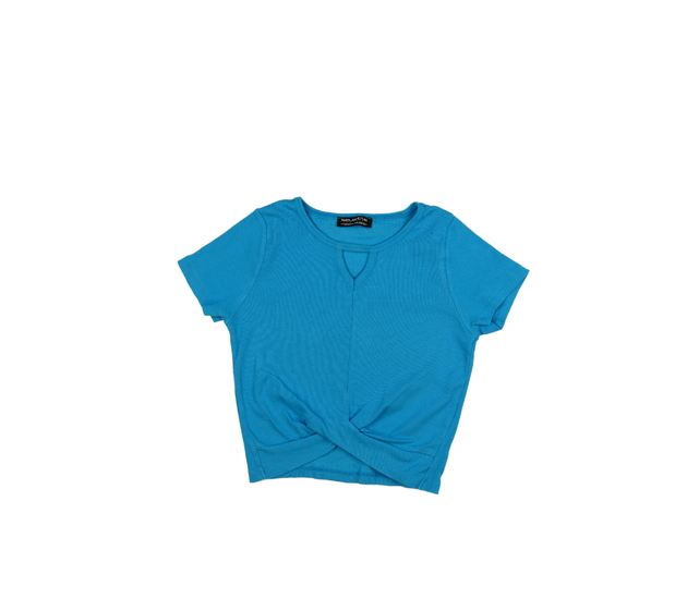 Modrý žebrovaný crop top 