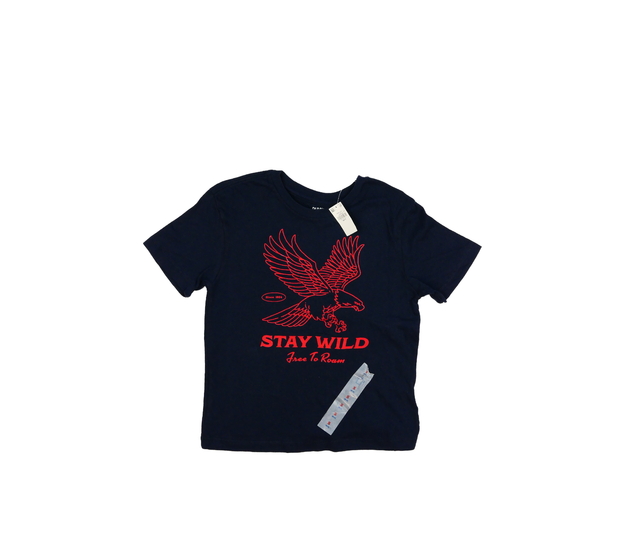 Nové tmavě modré triko s červeným potiskem 