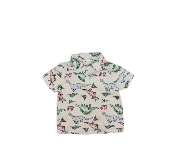 Bílé triko s dinosaury a límečkem 