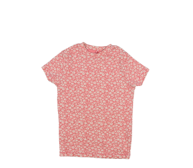 Růžové květinové žebrované triko George