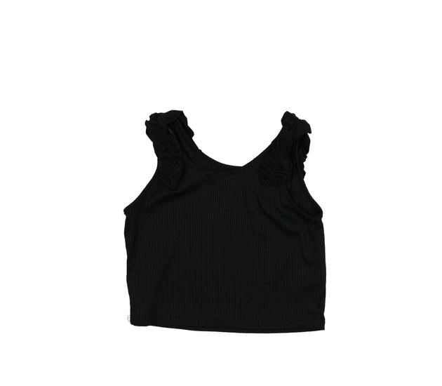 Černý crop top s volánky River Island 