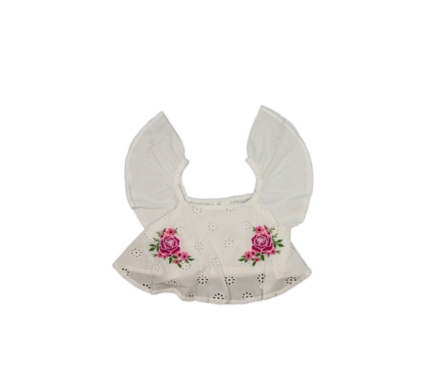 Bílý madeirový crop top 