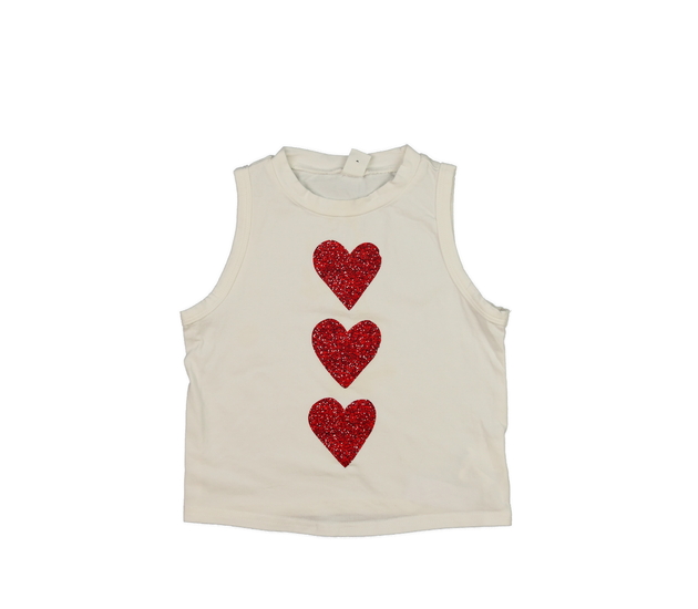 Smetanový crop top se srdci