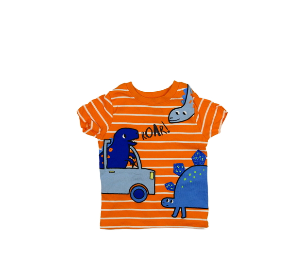 Oranžovo-bílé dinosauří triko Nutmeg