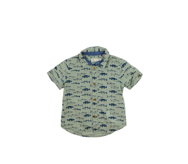 Zelená slabá košile se žraloky Zara