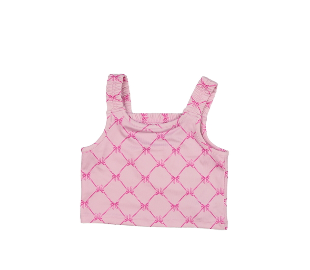 Růžový crop top s mašlemi George