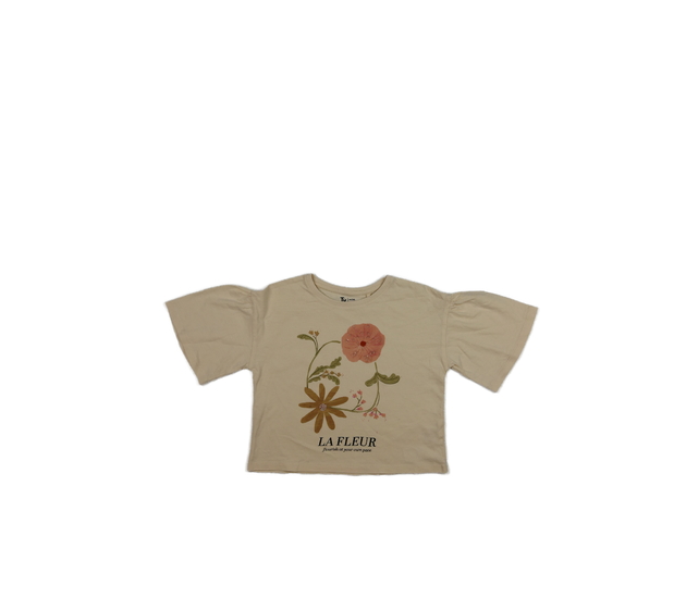 Žluté kratší triko s květinou Tu 