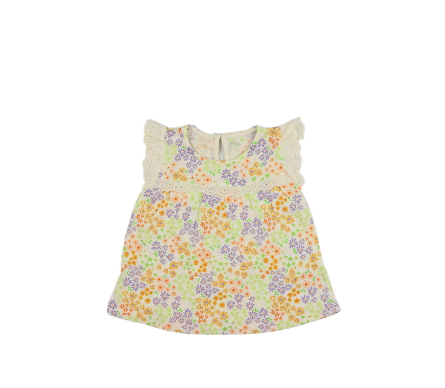 Krémové květinové triko s volánky M&S