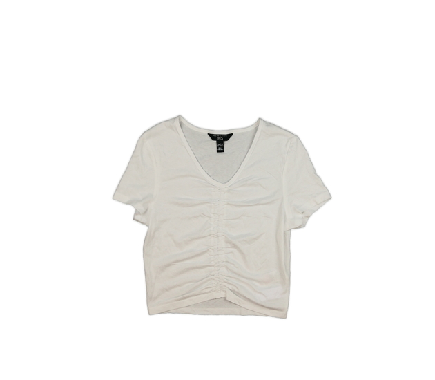 Bílý nabíraný crop top New Look 