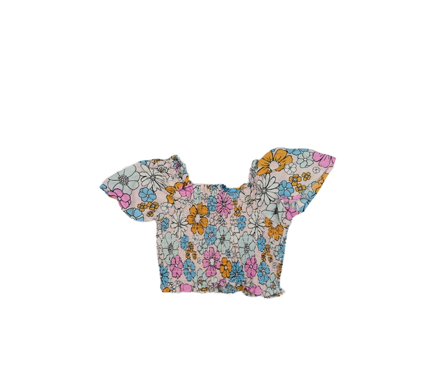 Světlý prošívaný květinový crop top M&S