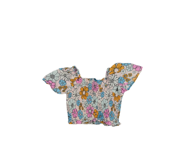 Světlý prošívaný květinový crop top M&S