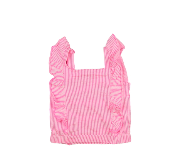 Pruhované kratší tílko s volánky 