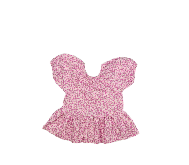 Růžová halenka s květinami 