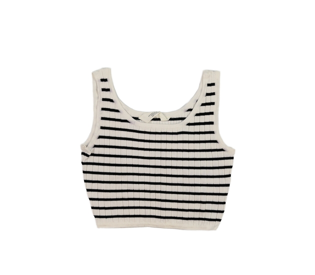 Pruhovaný krémovo-černý crop top H&M