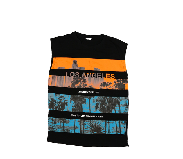 Černé tílko s barevnými pruhy 