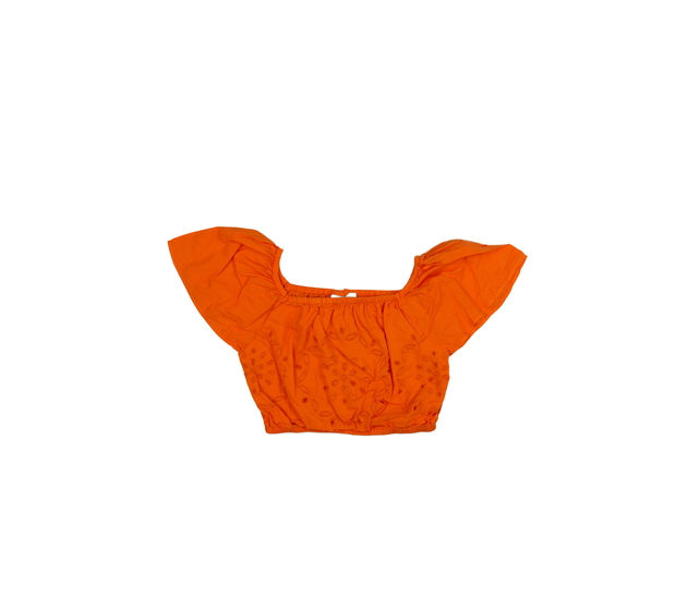 Oranžový zdobný crop top 