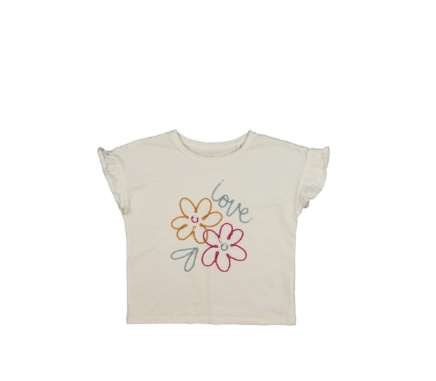 Bílé triko s květinami Tu 