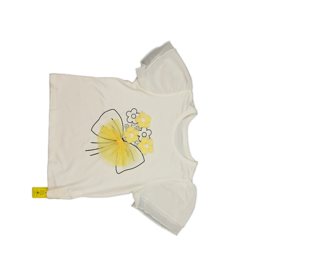 Bílé zdobné triko s květinou 