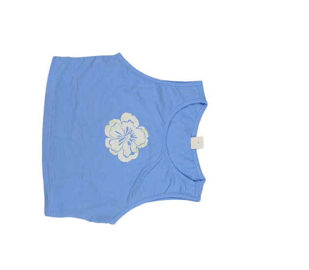 Modrý crop top s květinou