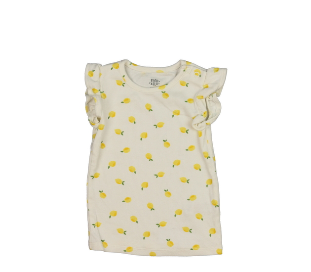 Krémové žebrované triko s citrony F&F