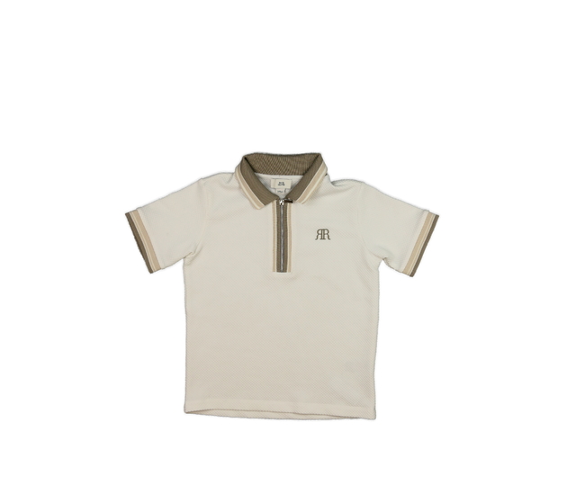 Bílé triko s hnědým límečkem River Island 