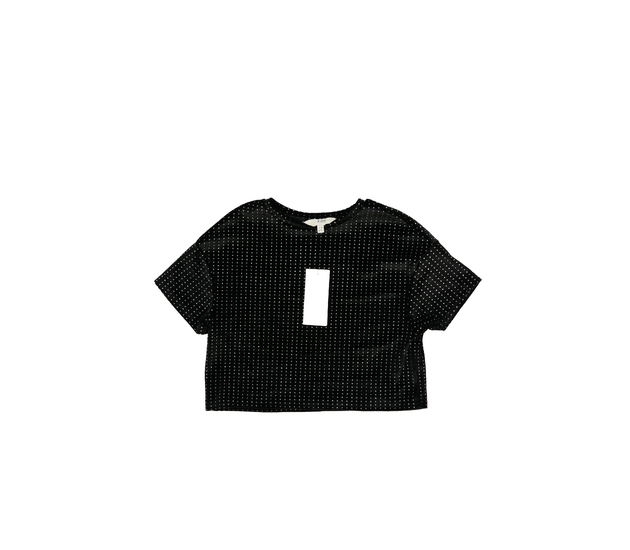 Nový černý crop top s lesklými kolečky 