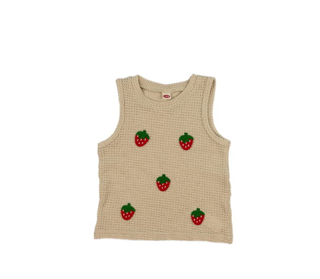 Hnědé slabé tílko s jahodami