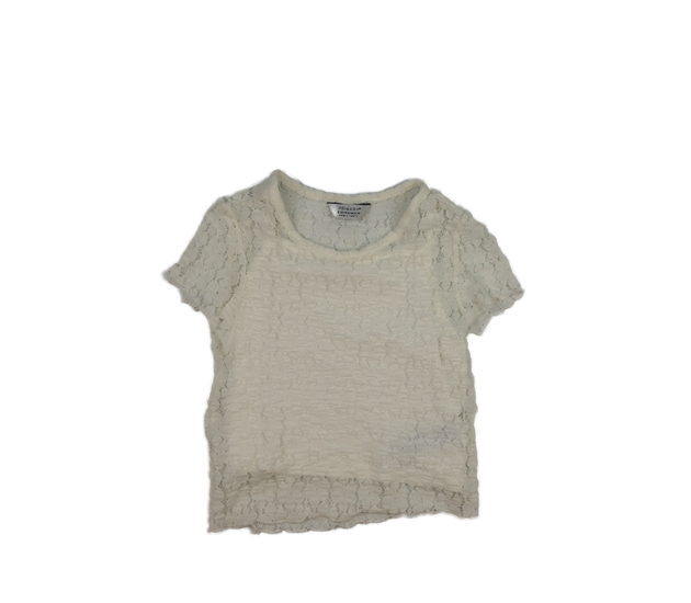 Madeirové krémové triko s všitým tílkem Primark 