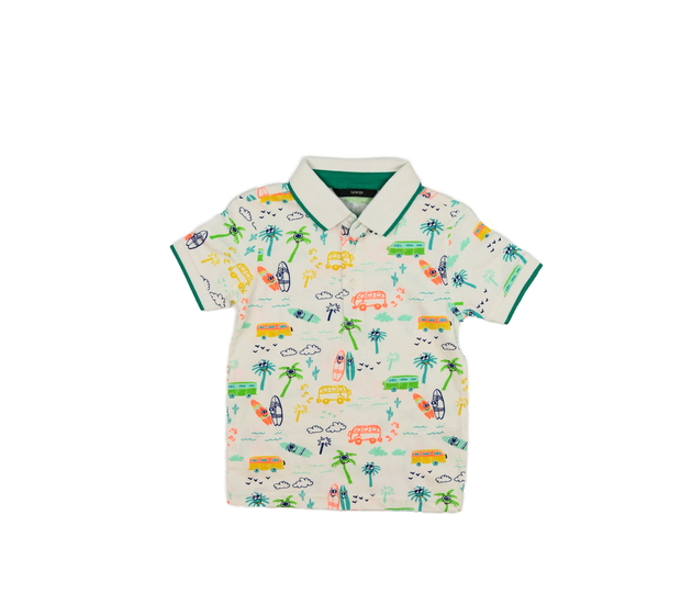 Bílé triko s letními obrázky a límečkem George