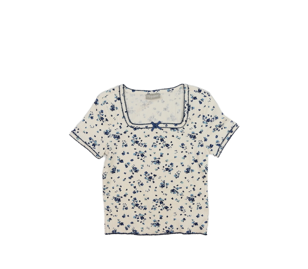 Krémové květinové triko 