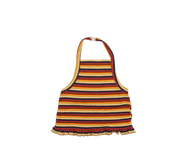 Vícebarevný crop top s ramínkem za krk 