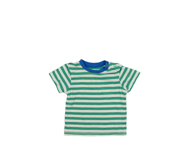 Bílé triko se zelenými pruhy a kapsou Tu 