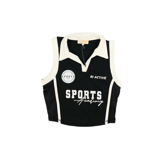 Černý crop top s límečkem River Island