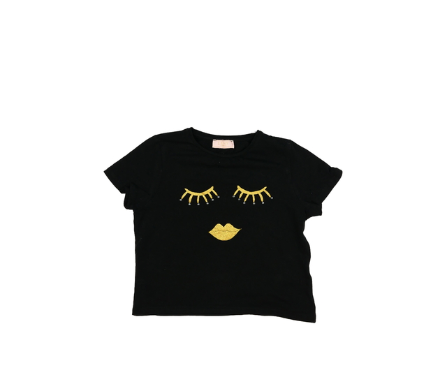 Černý crop top s očima