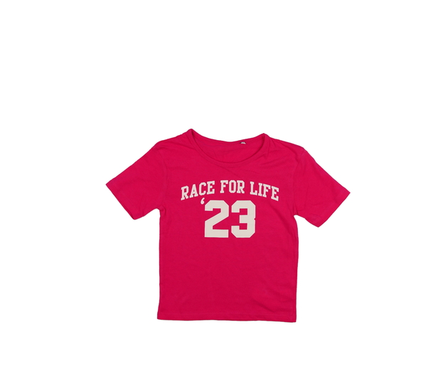 Sytě růžové triko s nápisem 