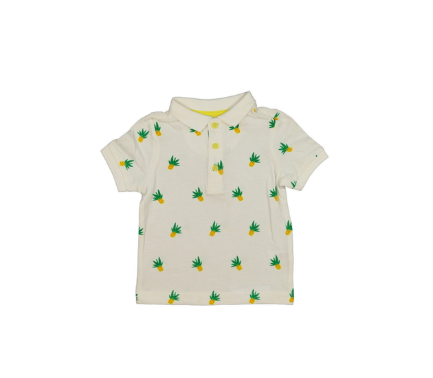 Bílé triko s ananasem a límečkem 