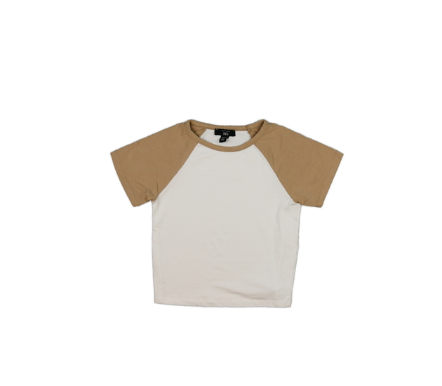 Bílý crop top s hnědými rukávy New Look