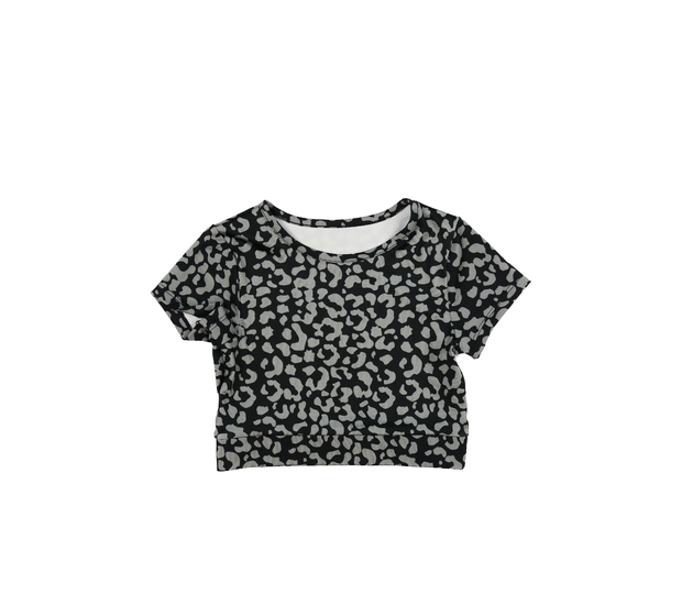 Černý vzorovaný crop top Tu 